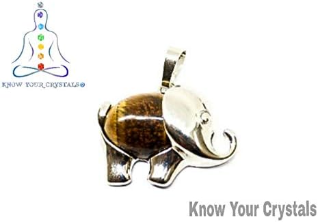 Know Your Crystals Tiger Eye Elephant Pendant (Brown Color) (Size : 2-4 cms and Approx Weight : 3-8 GMS)