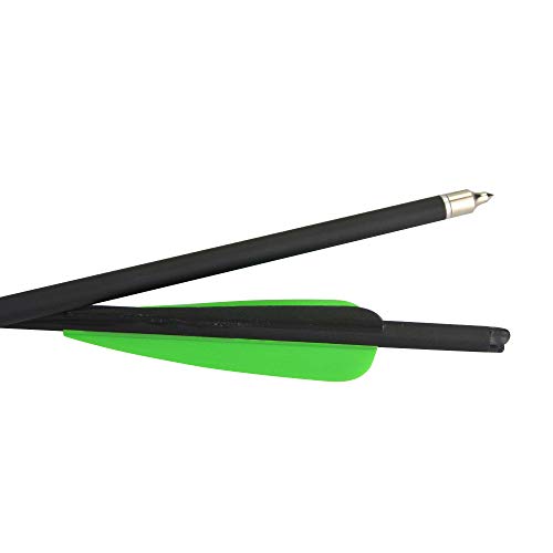 MILAEM 12 Pack Crossbow Carbon Arrows 16" 17" 18" 20" 22" Lightweight Crossbow Bolt Fletched 4 Inch Vane with Replaced 3 Blade Broadheads (Green and Black 3, 16 inch) - Thumbnail 5
