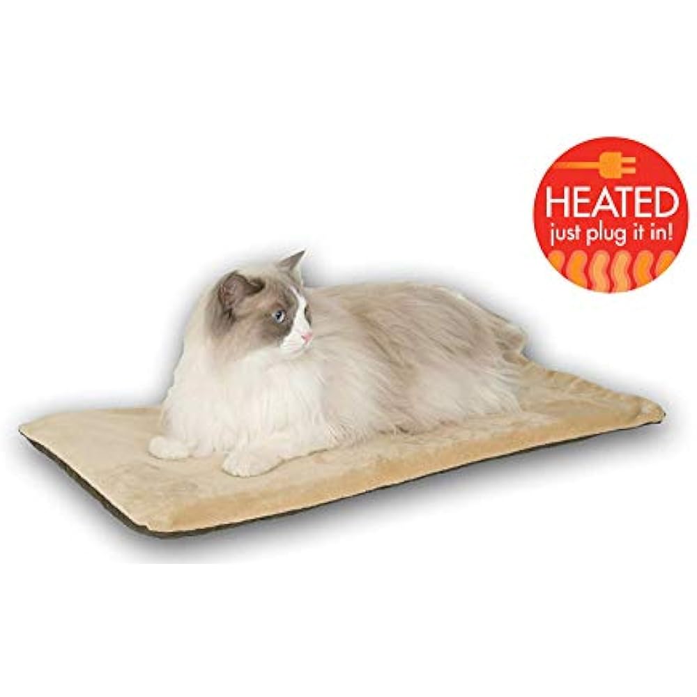 K&H Pet Products ThermoKitty Mat Heated Bed Mocha 12.5 X 25 Inches