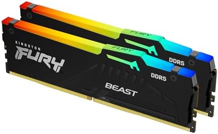 Kingston Fury Beast RGB 32GB (2x16GB) 6000MT/s DDR5 CL30 Desktop Memory | AMD Expo | Kit of 2 | KF560C30BBEAK2-32
