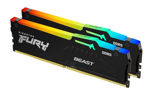 Kingston FURY Beast Schwarz RGB EXPO 64GB 6400MT/s DDR5 CL32 DIMM Desktop Gaming Speicher Kit mit 2 - KF564C32BBEAK2-64