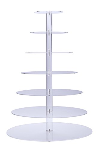 BonNoces Acrylic 7-Tier Round Stacked Party Cupcake Stand -Tiered cake Stand/Cupcake Tower -Tea Party Serving Platter for Wedding Party