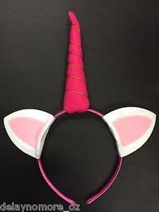Halloween Birthday Party Costume 1 x Pink Child Unicorn Ears Headband Dress up