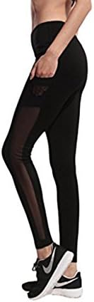 Girl's Mesh Workout Sports Pants Gym Running Yoga Leggings with Side Pocket