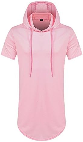 ALBE ME Mens Hipster Hip Hop Longline Side Zipper Short Sleeve Hooded T Shirt