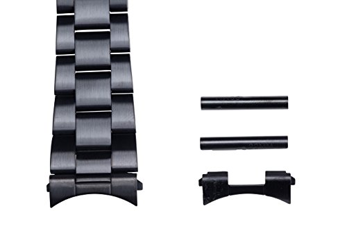 Hadley-Roma-MB5918BL-22mm-Curved-or-Straight-Black-PVD-Metal-Watch-Band