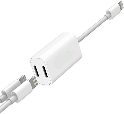 iPhone 7 Splitter & Lightning Splitter iPhone 7 Adapter 2 in 1 Dual Lightning Adapter Headphone Jack Audio and Charge Cable Adapter for iPhone 7 / 7 Plus White