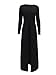 Womens Sexy High Front Split Long Sleeve Crewneck Clubwear Party Maxi Dress Tops