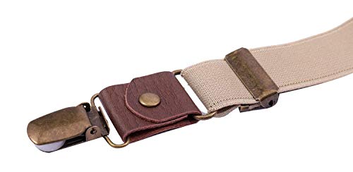 ORSKY Toddler Boys' Suspenders and Bow Tie Adjustable with Copper Clips 24" Tan
