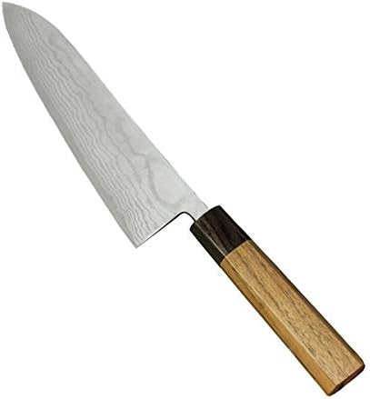 Damascus Chefs Knife with Walnut Handle, V-Gold10 (180mm)