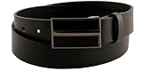 Mens Sleek Black Patent Faux Leather Square Plate Buckle Belt