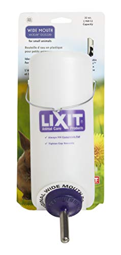 Lixit Wide Mouth BPA-Free Cage Water Bottles for Rabbits, Ferrets, Guinea Pigs,…