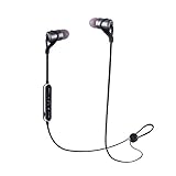 Bluetooth Headphones, Bluetooth 4.1 Wireless Headphones Sports Earphones Lightweight Stereo Earbuds with Magnetic Connection, Sweatproof Sports Headset with Metallic Housing & Built-in Mic (Black)