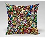 HigearShop Character Collage in Staned Glass Decorative Throw Pillow Covers 18 x 18 Inch