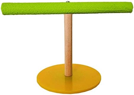 EZIZB Table Top Parrot Play Gym Wooden Frosted Stand Feeder Toy Hanger Portable Training Bird Perch