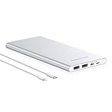 Poweradd Pilot 4G 10000mAh Power Bank (Lightning and Micro Input / Dual 3A Output) External Battery for iPhone, iPad, iPod, Samsung Galaxy, and More - Silver (Micro USB & Apple Cable Included)