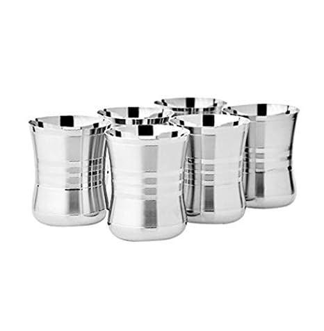 Vidya Steels Rbj Stainless Steel Tableware Drinkware Tumbler Drinking Glasses Set Of 6 Mirror Finish