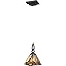 Quoizel Asheville 1-Light Valiant Bronze Mini Pendant Light, Handcrafted Tiffany Style Art Glass Hanging Light, Traditional Style Ceiling Light with Multicolored Glass, Sloped Ceiling Compatible