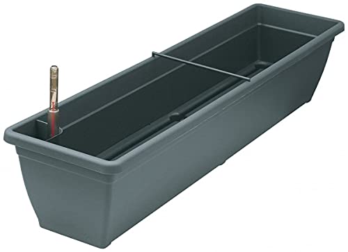 Blumenkasten AQUA TOSCANA aus Kunststoff incl. Bewässerung und Wasserstandanzeiger, Farbe:anthrazit 38;Länge:80cm