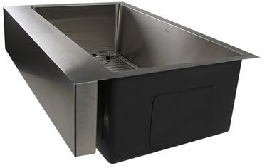 Nantucket Sinks33 Inch Farmhouse Sink – Stainless Steel EZ Apron Farm Kitchen Sink, Single Bowl, w Bottom Grid Protector & Drain, Easy Install on Existing 33" Base Cabinet – EZAPRON33