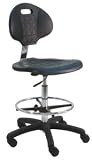 BenchPro Deluxe Polyurethane Chair With 18" Adjustable Footring and Nylon Base , 21"-31" Height Adjustment, 450 lbs Capacity