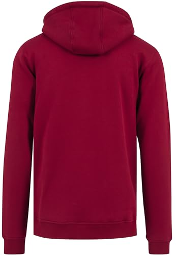 Felpa con Cappuccio da Uomo, Felpa Uomo con Tasca a Canguro, Felpa Felpata a Manica Lunga con Stampa, Pullover in Pile di Cotone Senza Zip, Colore: ruby, Taglia: M