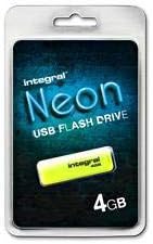 Integral Neon 8GB USB 2.0 Flash Drive Yellow Compact Fluorescent Storage view 2