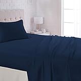 AmazonBasics Lightweight Super Soft Easy Care Microfiber Sheet Set with 16" Deep Pockets - Full, Navy Blue