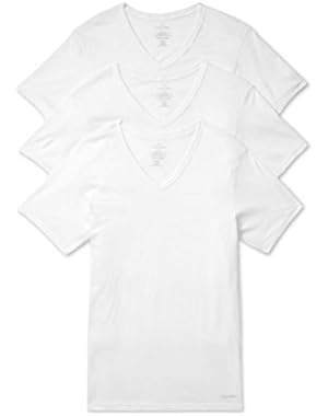 Calvin Klein 3 Pack V-Neck T-Shirts White 100% Cotton Classic Fit Undershirt MEDIUM (38-40)