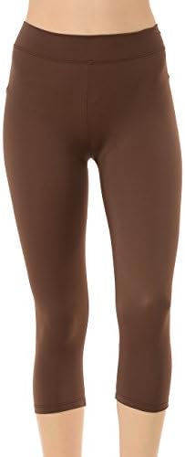 Anza Girls Active Wear Gym Workout Yoga Dance Capri Leggings-Brown,Medium(8/10)