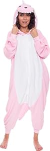 Silver Lilly Unisex Adult Pajamas - One Piece Cosplay Pink Dinosaur Animal Costume (S)