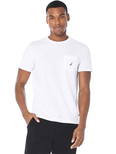 Nautica Men's Solid Crew Neck Short Sleeve Pocket T-Shirt, White, X-Large