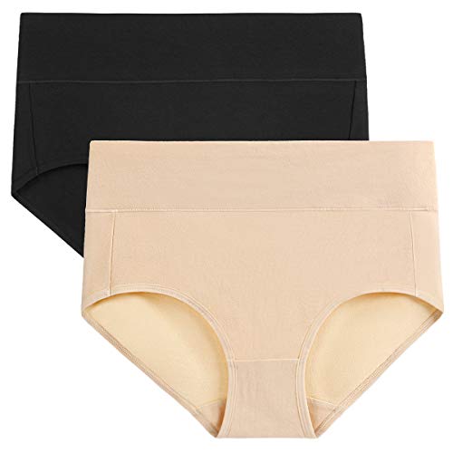 image for wirarpa Women's 2 Pack Cotton Underwear High Waisted Full Coverage Bri