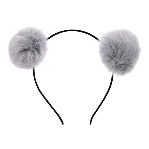 Coobbar 6Pcs Cute Faux Fur Pom Balls Headbands Girls' Hairbands Bath Spa Make up Headbands for Women