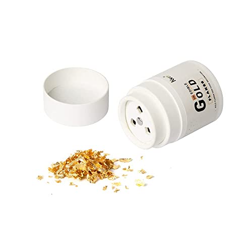 Edible Gold Leaf Flakes With Shaker,100mg 24K Gold Small Flakes