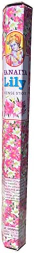 Kanaiya Lily Flower Incense Sticks from India - 20 Sticks - Made from Natural Scented Oil Brand by Tikkalife