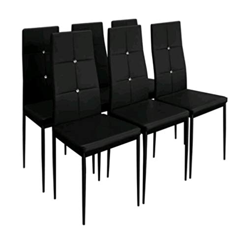 Kitchen Dining Chairs Set of 6 with Sturdy Metal Legs, High Backrest Dining Breakfast Chair for Home Kitchen Living Room (Black+6PCS)