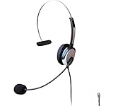 Voistek Mono Over the Head Call Center Handsfree Telephone RJ Headset with Flexible Noise Cancelling Microphone for Snom Intertel NEC Ge Office Landline Desk Phones (H10D)