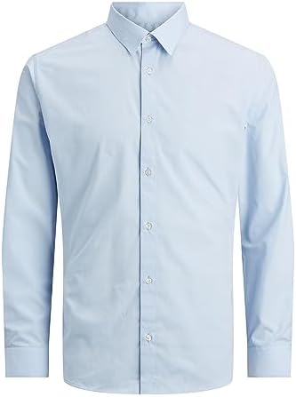 Camicia Classica da Uomo Jjjoe LS Plain, Blu di Cachemire, L