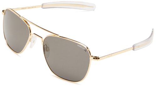 Randolph aviator square sunglasses, 55, 23k gold plated…