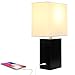 Brightech Mode LED USB Side Table & Desk Lamp – Modern Lamp for Bedroom, Living Room or Office with Ambient Lighting, Unique Lampshade & Useful USB Port Perfect Bedside Nightstand Light- Black