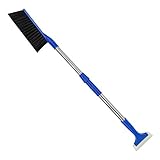 MoKo Car Snow Shovel Removal Tools, 2 in 1 Adjustable & Lightweight Snow Removal Shovel Brush Ice Scraper for Car Truck Outdoor & Home, Black + Blue