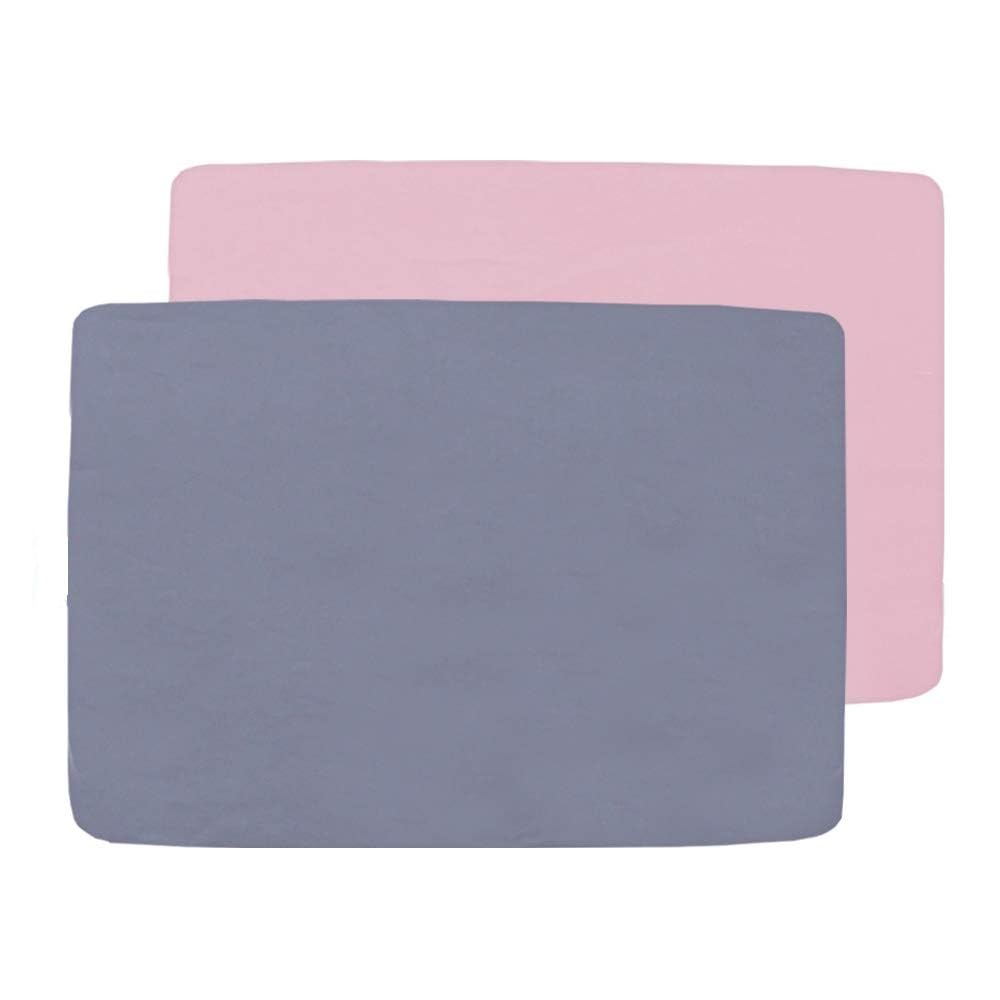 Travel Cot Fitted Sheets, 2 Pack Ultra Soft & Breathable 95x65cm, Fits for Joie & Maxi-Cosi Iris, Grey & Pink, Preshrunk — image 1