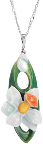 Franz Porcelain Collection Daffodil Flower Rhodium Plated Br