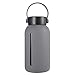 MIU COLOR Large Glass Water Bottle - 30oz Wide Mouth Glass Water Bottle with Silicone Sleeve Borosilicate Glass Bottles Leak Proof (Grey)