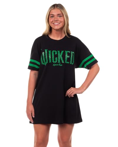 INTIMO Wicked Woman's Elphaba Thropp Varsity Nightgown Sleep Shirt Loungewear (X-Small) Black at Amazon