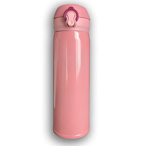 CC COLL Thank You Very Mochi Cute Food Star 500Ml Stainless Steel Water Bottle,Double Wall Vacuum Insulated Leakproof Thermos,Travel Mug,with Bounce Cover,Pink