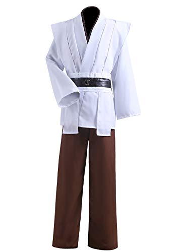 ALIZIWAY Unisex Tunic Jedi Costume OBI Wan Kenobi Halloween Cosplay Hooded Robe Cloak for Adults Y056M - Thumbnail 3
