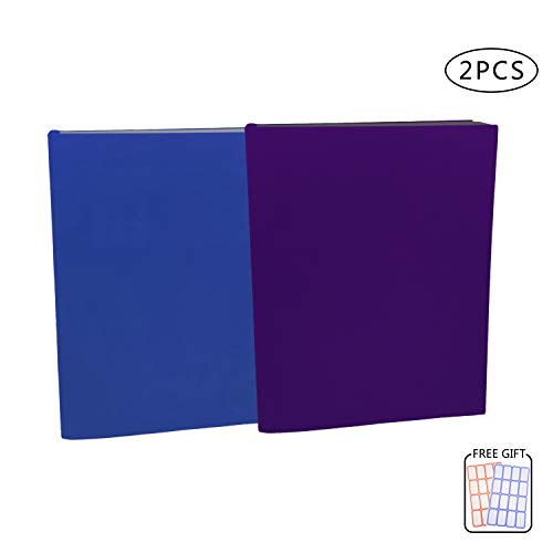 2 Pack Stretchable Jumbo Book Covers, Washable Durable Reusable Book Protector fits Hardcover Textbooks up to 9.5" X 14" School Supply with Free Sticker Labels (2 Pack, Purple + Dark Blue)
