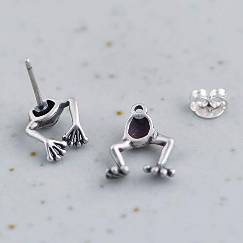 GAGAFEEL 925 Sterling Silver Frog Earring Vintage Stud Dangle Post Earrings Cute Animal Lucky Frog for Women Girl Birthday Anniversary Valentines with Jewelry Gift Box